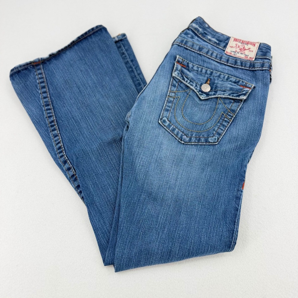 True Religion Joey Flare Jeans Women 30 Blue Low Rise Denim Vintage 100% Cotton
